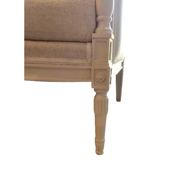 1940s Directoire Style Louis XVI Bergere Armchairs in Natural Linen - A Pair For Sale - Image 14 of 18