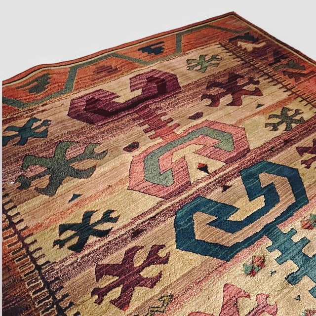Textile Vintage Handwoven Wool Rug with Geometric Patterns For Sale - Image 7 of 11