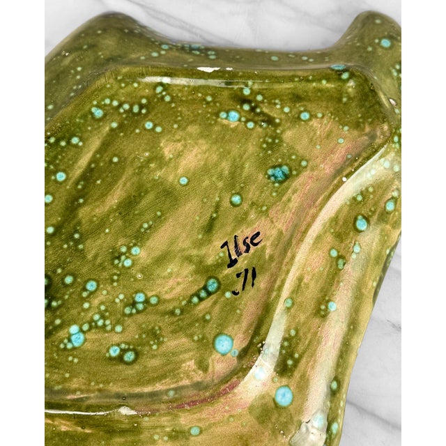 Mid-Century 17" California Pottery Green & Blue Drip Glazed Fish Serving Platter For Sale - Image 11 of 11