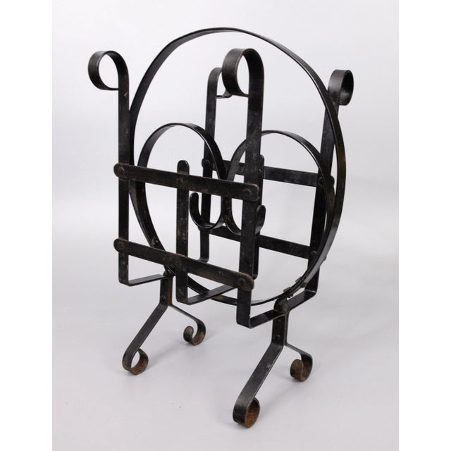 Black Mid 20th Century French Black Wrought Iron Magazine Rack For Sale - Image 8 of 8