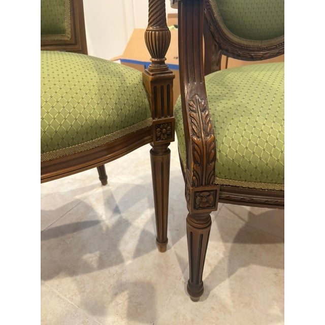 Mid 20th Century Three Carved Frame Upholstered Dining Arm Chairs For Sale - Image 18 of 18
