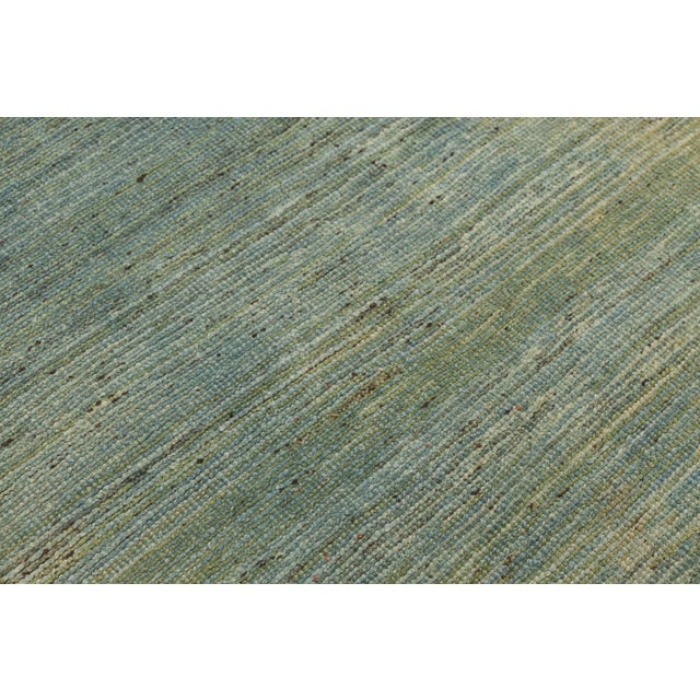 Modern Hand-Knotted Gabbeh Wool Rug – Variegated Teal & Sage Abrashed Design For Sale In New York - Image 6 of 8