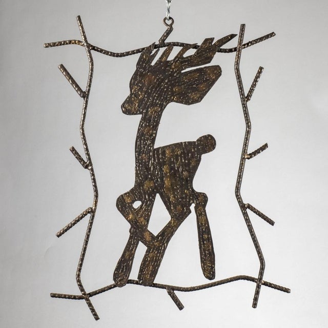 Handcrafted Wrought Iron Picture of Bambi Deer, 1980s For Sale - Image 6 of 10