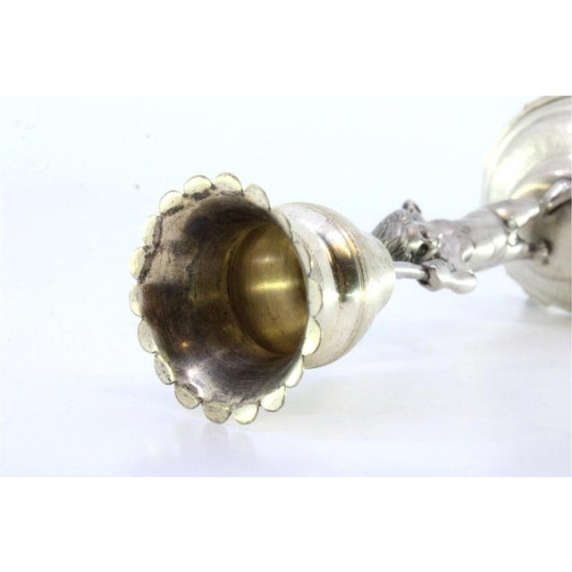 Silver Toothpick Holder with Gilded Putti Chalice on Guilloche Plinth For Sale - Image 3 of 8
