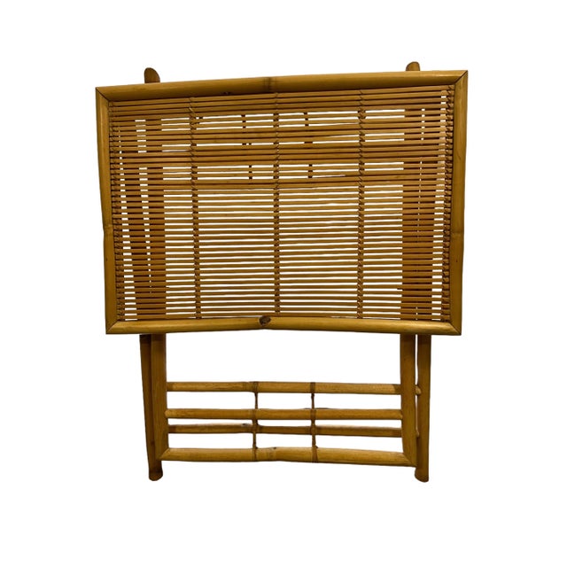 Mid 20th Century Vintage Natural Bamboo Rattan Folding Writing Desk, Bar or Serving Table For Sale - Image 12 of 12