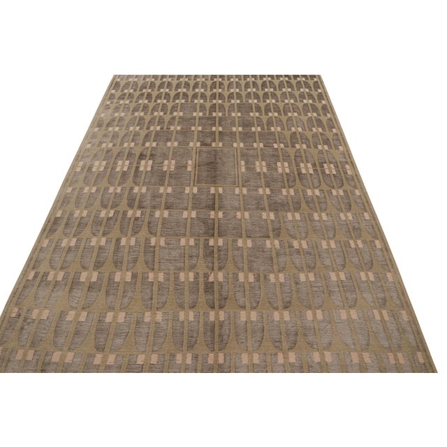 2010s Austrian Art Deco Rug Modern Green Wool and Silk For Sale - Image 5 of 7