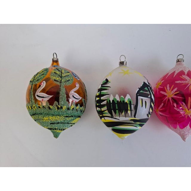 Vintage Czechoslovakian Glass Christmas Diorama Ornaments, 1960, Set of 6 For Sale - Image 10 of 18