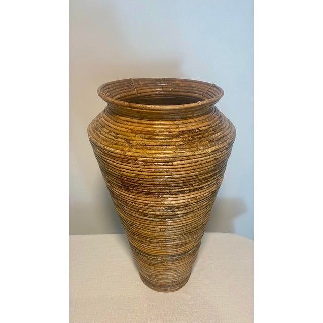 Mid 20th Century Vintage Italian Pencil Reed Floor Vase For Sale - Image 5 of 11