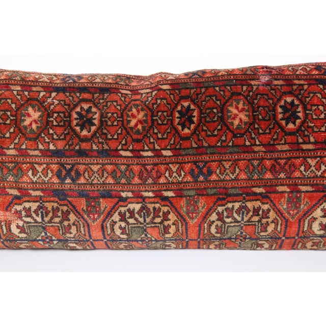 Rustic Vintage Handknotted Lumbar Rug Pillow Cushion Cover -16'' X 47'' For Sale In Tampa - Image 6 of 8
