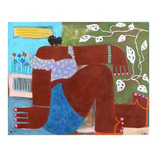 Held by Stillness - Colorful Abstract Feminine Figurative Landscape Art by Courtney Simone For Sale