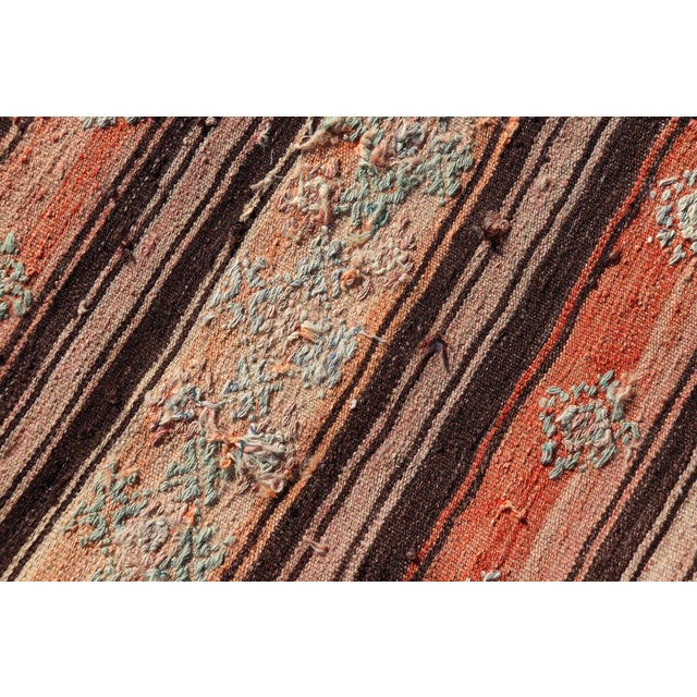 Vintage Turkish Kilim Runner With Stripes in Tan, Brown, and Orange For Sale - Image 11 of 11