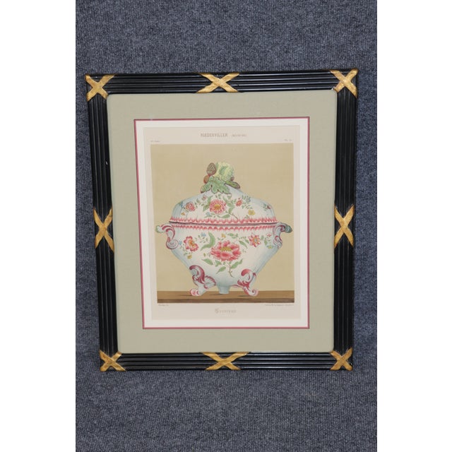 Pair 20th C Frames French Lithographs of Porcelain Vases For Sale - Image 10 of 11