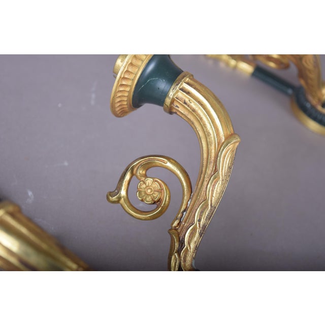 Gilt Bronze Double-Arm Wall Sconces with Frosted Glass Shades, 1950s, Set of 2 For Sale - Image 6 of 18