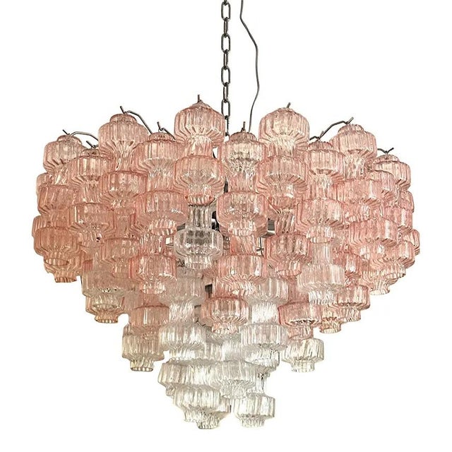 Romantic Venetian Pink Rigadin Manubri Murano Glass Chandelier by Simoeng For Sale - Image 10 of 10