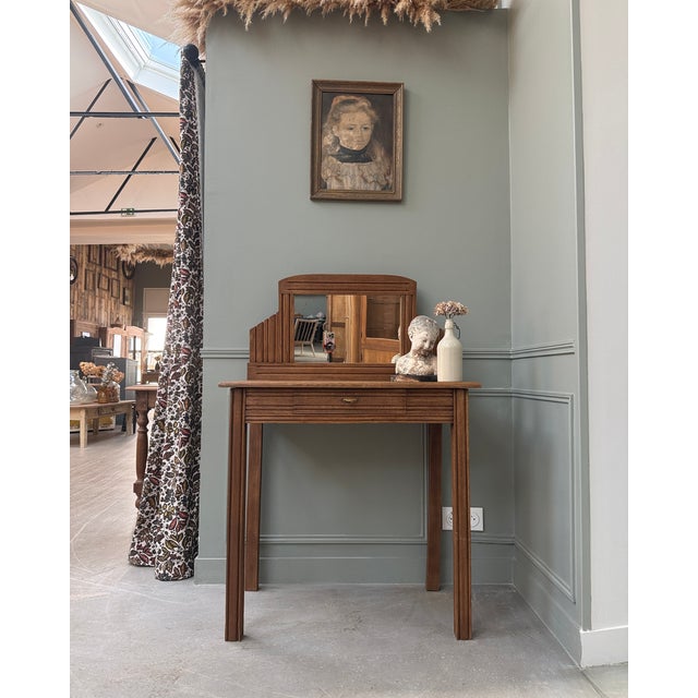 Vintage Art Deco Oak Dressing Table, 1940s For Sale - Image 3 of 13