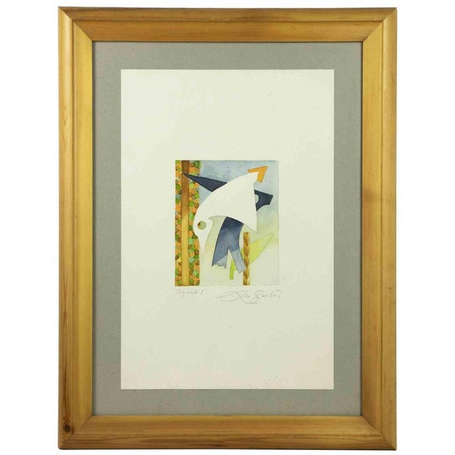 Modern Leo Guida, Signal 1, 1970s, Watercolor and Ink on Paper, Framed For Sale - Image 3 of 4