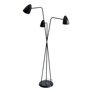 Mid-Century Modern Tripod Floor Lamp with Three Adjustable Shades, and Brass Details, 1960 For Sale