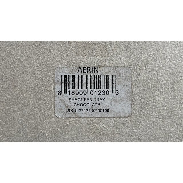 Gray Faux Shagreen 23" Tray-Brass Handles-Aerin For Sale In New York - Image 6 of 8