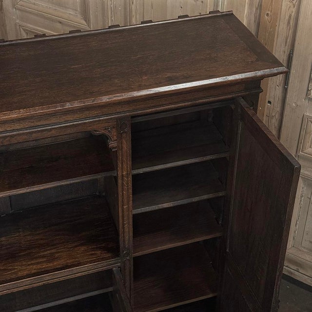 French Gothic Revival Carved Oak Cabinet Bookcase For Sale - Image 18 of 18
