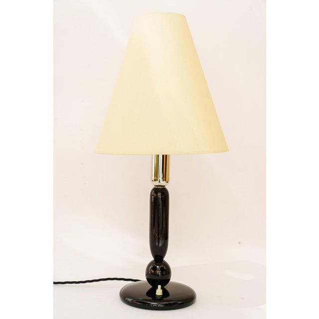 Large Art Deco Wooden Table Lamp with Fabric Shade, Vienna, 1930s For Sale - Image 12 of 12