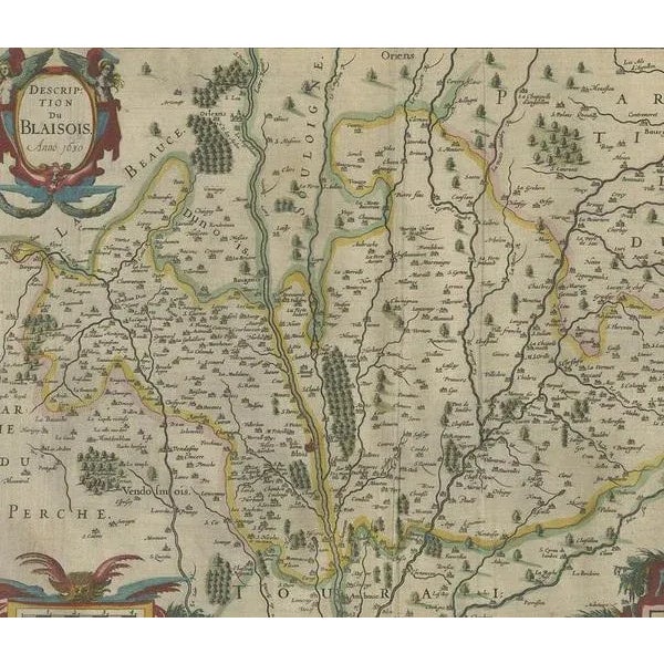 Antique Map of Blois attributed to Janssonius, 1640 For Sale - Image 3 of 8