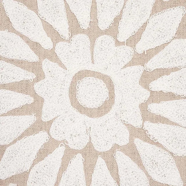 Boho Chic Sample- Schumacher Castanet Embroidery Fabric in Natural For Sale - Image 3 of 3