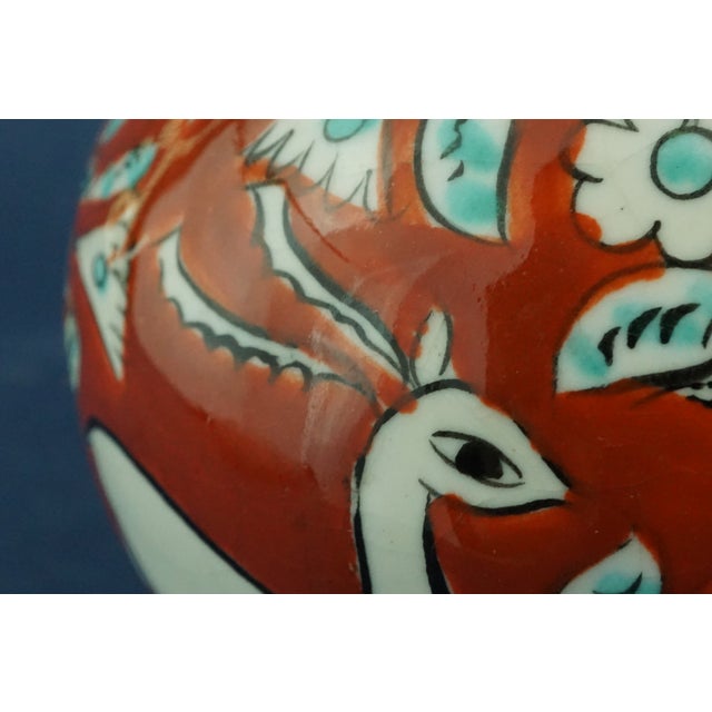 20th Century Ceramic Vase with Iznik Decoration and Stylized Ibex by Icarus Rhodes, Greece, 1950s For Sale - Image 13 of 18