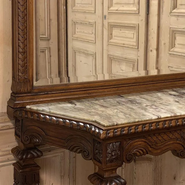 Late 19th Century 19th Century French Louis XIV Marble Top Console With Mirror For Sale - Image 5 of 13