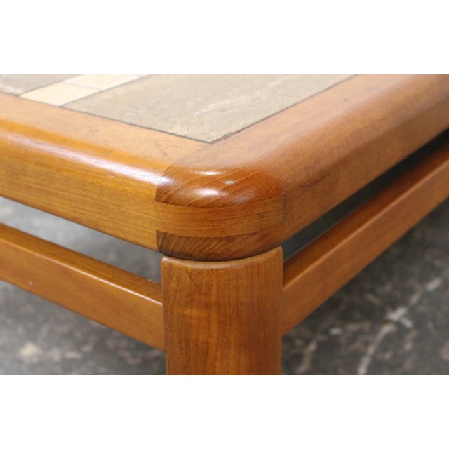 Brown Mid 20th Century Handmade Danish Ceramic Tile and Teak Coffee Table by Haslev For Sale - Image 8 of 10