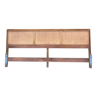 Mid Century Caned King Size Headboard by American of Martinsville For Sale