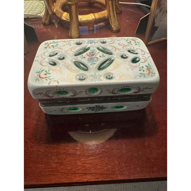 Metal Antique Opaline Overlay Jewelry Box, 19th Century For Sale - Image 7 of 7