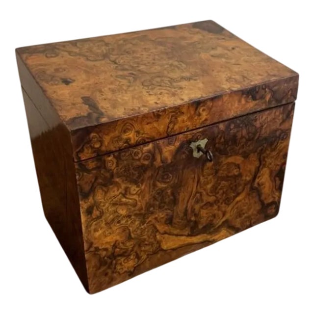 Antique Victorian Burr Walnut Stationary Box, 1860s For Sale