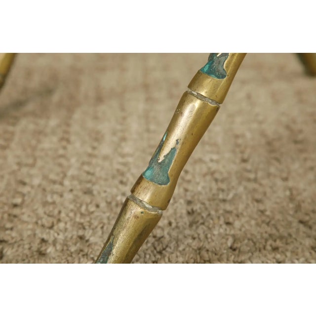 Pepe Mendoza Brass and Turquoise Enamel Folding 'Bamboo' Side Table, 1950s For Sale - Image 9 of 18