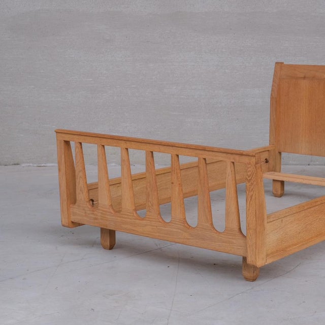 Mid-Century French Oak Single Bed by Guillerme et Chambron For Sale - Image 3 of 12