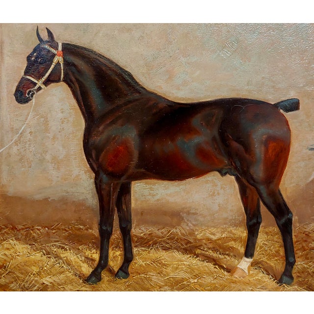 19th Century Portrait of Lord Drewton an Arabian Racehorse-19th C. Oil Painting by Albert Clark For Sale - Image 5 of 10