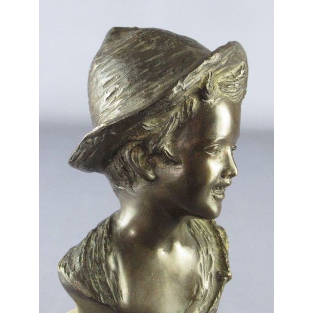 Metal Neapolitan Bronze Scugnizzo Statue with Marble Base from De Martino, 1950 For Sale - Image 7 of 11