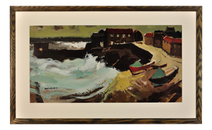 Donald McIntyre, Stormy Day, Craster, Northumberland, 1970s, Oil Painting, Framed