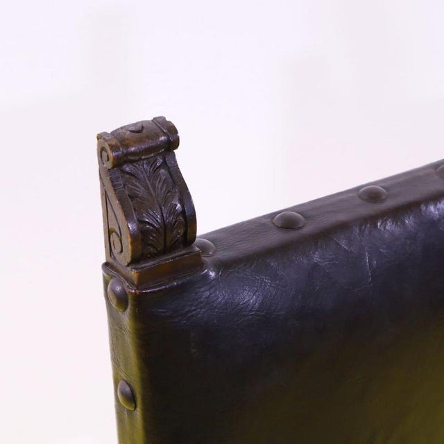 Brown Renaissance Style Chair in Wood and Leather with Studs For Sale - Image 8 of 13