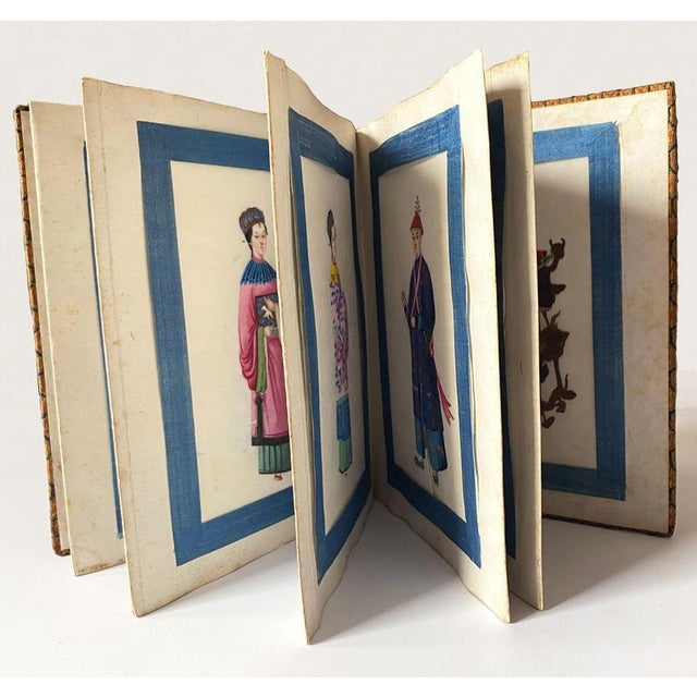 19th Century Chinese Qing Export School Album of Court Figure Paintings on Pith, Canton For Sale - Image 3 of 18