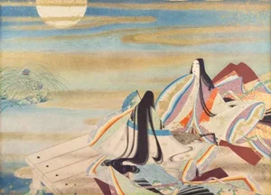 'Picture of the Sky Fountain' by Ogyu Tensen, Japanese Color Woodblock Print