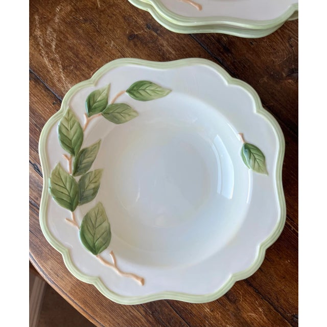 Late 20th Century Fitz and Floyd Sommer Hill Pattern Leaf Rim Soup Bowls- Set of 4 For Sale - Image 5 of 12
