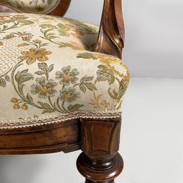 Italian 19th Century Style Sofa in Floral Fabric and Wood, 1930s For Sale - Image 13 of 18