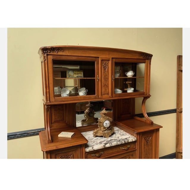 Antique Buffet with Sideboard and Grandfather Clock and Table and Chairs, 1890s, Set of 6 For Sale - Image 14 of 18