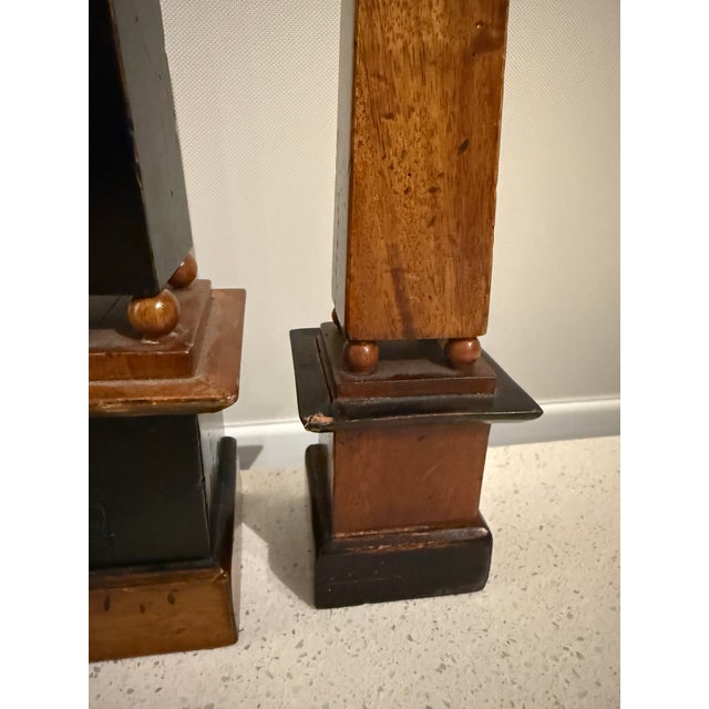 Brown Vintage Neoclassical Two-Tone Wood Obelisks - Set of 3 For Sale - Image 8 of 8