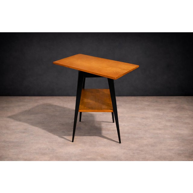 Side Table With a Swivel Top in Pau Marfim & Ebony Finish, Unknown, 1950s For Sale - Image 9 of 9