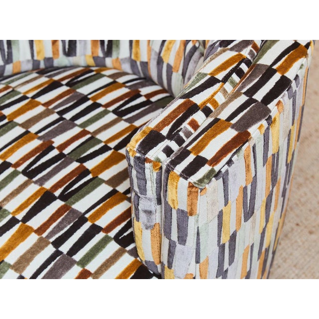 Modern Made to Order Swivel Chair in Striker Copper For Sale - Image 3 of 9