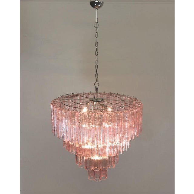 Pink Italian 78 Pink Murano Glasses Tronchi Chandelier, 1990s For Sale - Image 8 of 18