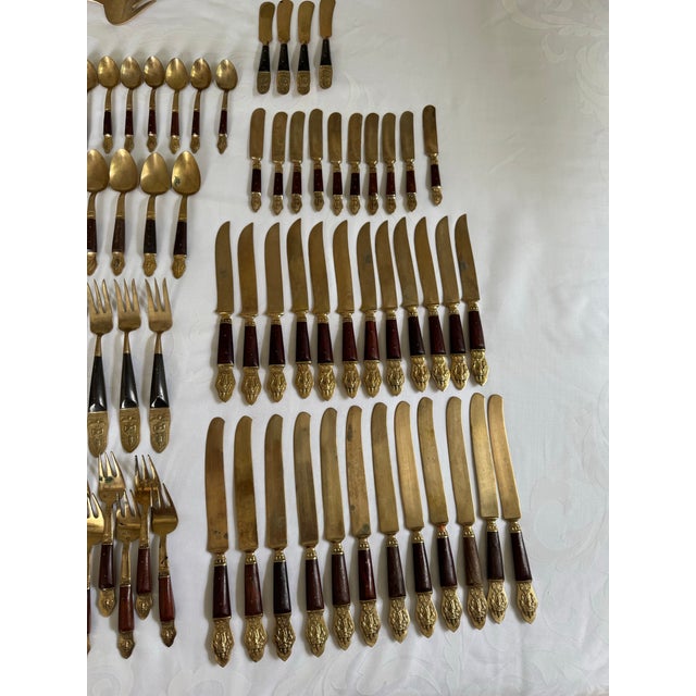 Mid 20th Centure Vintage Thai Serving Utensils Set of 141 in Original Box For Sale - Image 10 of 14