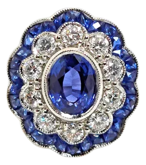 Platinum Ring 8gram - Natural 1.54ct Sapphire & 0.60 Ct Diamond, Gia Certified, Size 7