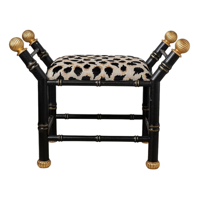 Boca Black Ocelot Black Bamboo Bench For Sale